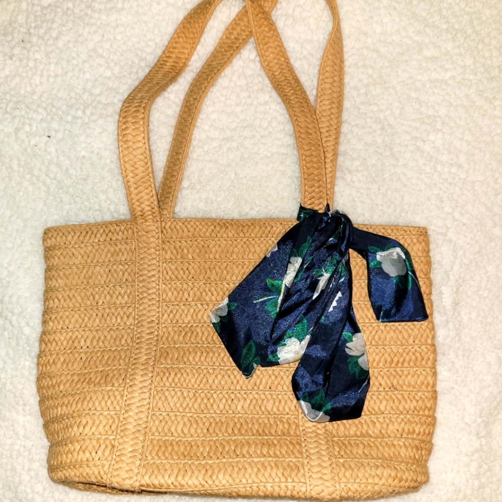 Draper James straw tote with scarf